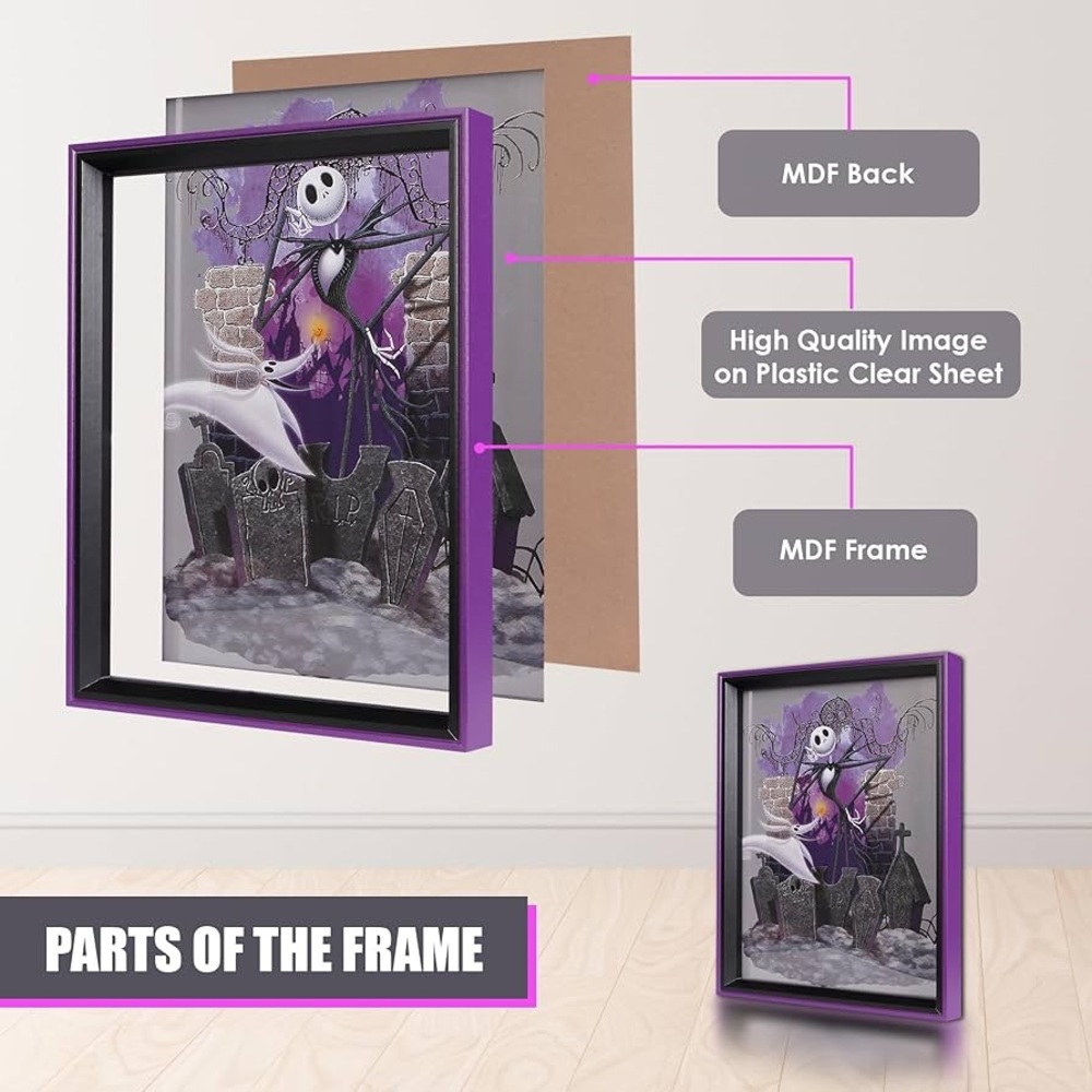 POP Creations Disney Shadowbox Nightmare Before Christmas Jack Zero 11x14 Frame - Picture 5 of 7